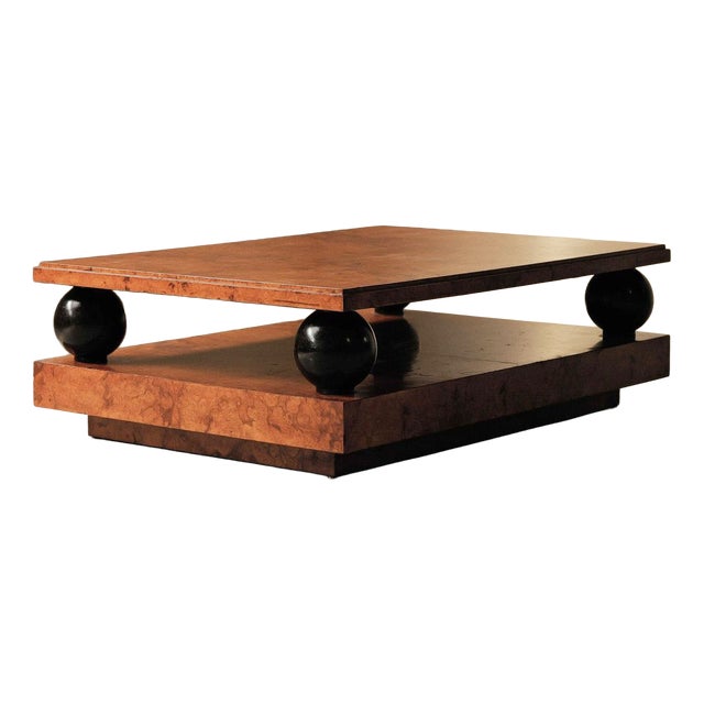 Large Burl Elm Veneer Coffee Table, 1970 For Sale