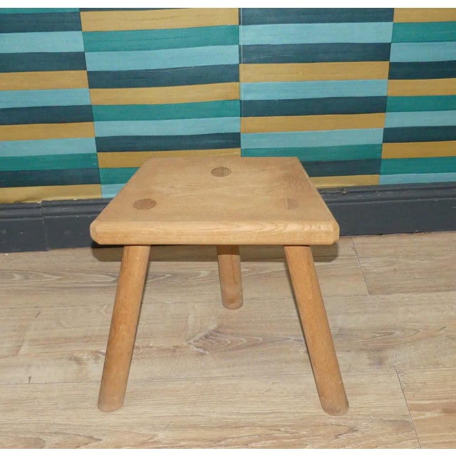 Small Vintage Wooden Three-Legged Milking Stool For Sale - Image 4 of 8