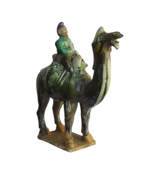 Ancient Style Chinese Pottery Clay Camel With Man Figure