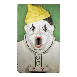 French Carnival Papier-Mache Clown Ball Toss Game c.1930-1950 For Sale