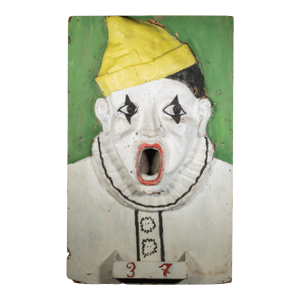 French Carnival Papier-Mache Clown Ball Toss Game c.1930-1950