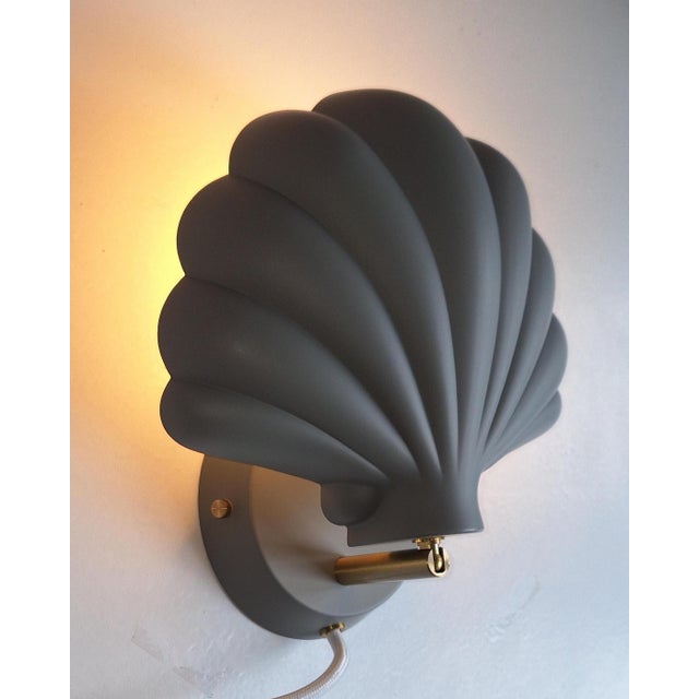 Vintage Glare-Free Wall Lamp in Grey Lacquered Metal with Brass Brackets, 2010s For Sale - Image 3 of 7