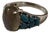 1970s KHR India Sterling Silver Bronzite and Turquoise Ring Size 11 Signed For Sale
