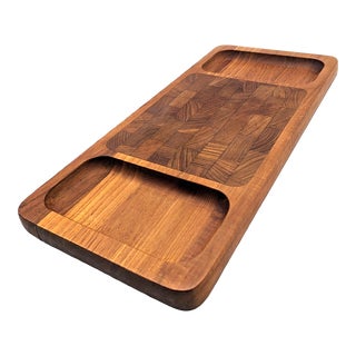 1960s Dansk Teak Cheese & Charcuterie Snack Tray For Sale