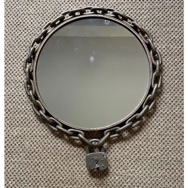 Glass Brutalist Chain Mirror For Sale - Image 7 of 7