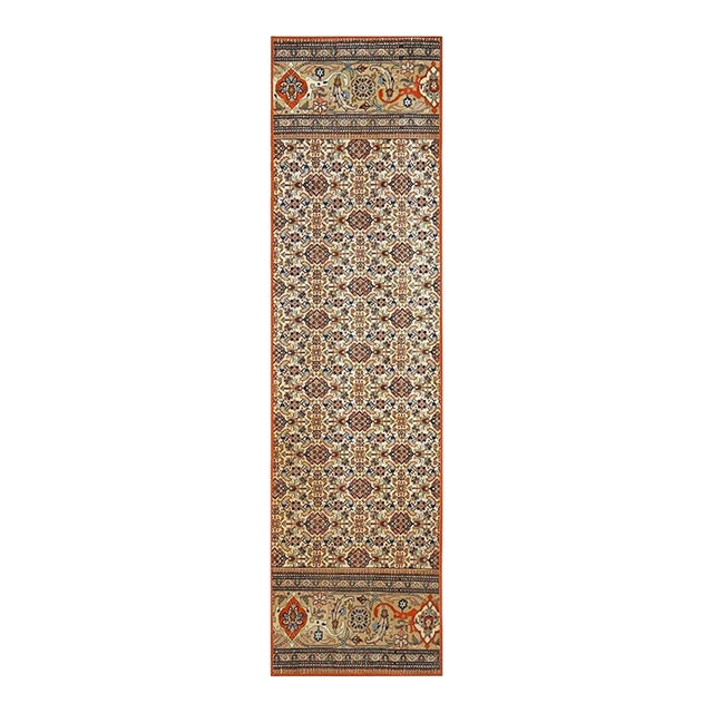 Vintage Persian Tabriz Taba Tabai Wool 3x10 Orange & Ivory Handmade Runner Rug #1144065 For Sale