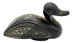 Mid 20th Century Chinese Export Hand Carved Teak Wood Duck