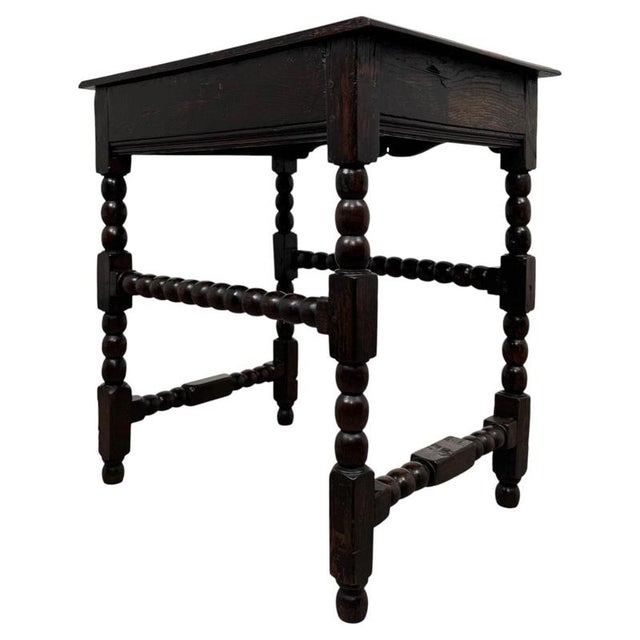 Wood Antique 19th Century English Oak Bobbin-Turned Side Table For Sale - Image 7 of 12