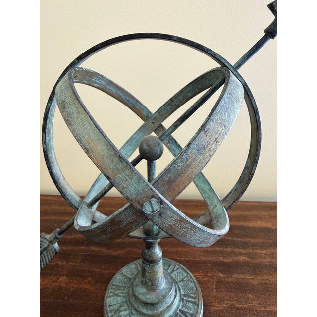 Late 20th Century Late 20th Century Rustic Verdigris Iron Armillary Sphere – European Garden Accent For Sale - Image 5 of 9