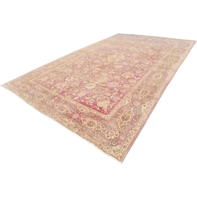 1960s Rose Pink 10x16 Wool Unique Designer Turkey Vintage Rug For Sale - Image 11 of 11