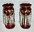 Antique Victorian Bohemian Pair of Cranberry/Ruby Glass Mantel Lusters For Sale - Image 11 of 12