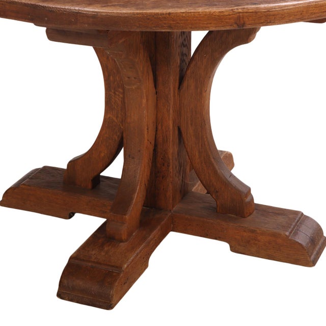 Round French Oak Brutalist Dining Table With Hand Gouged Tabletop, C. 1940 For Sale In Philadelphia - Image 6 of 7