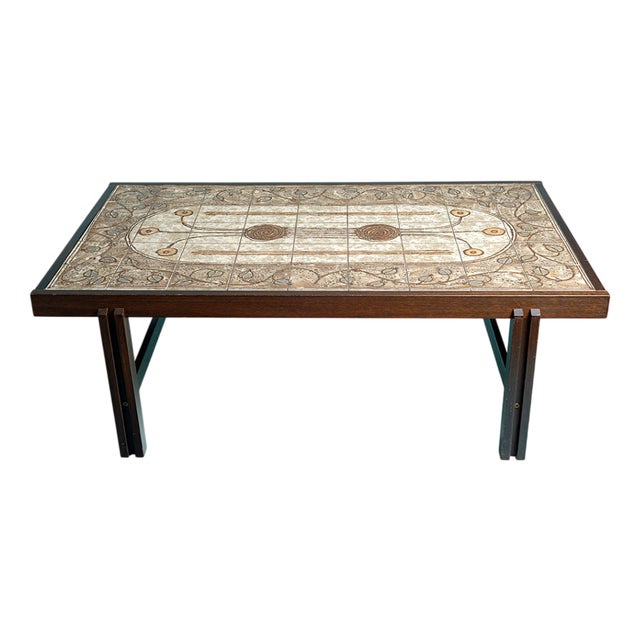 Danish Coffee Table with Ceramic Top, 1980s For Sale