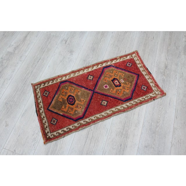 This gorgeous hand knotted traditional Vintage Turkish Anatolian runner rug is approximately 60 years old in excellent...