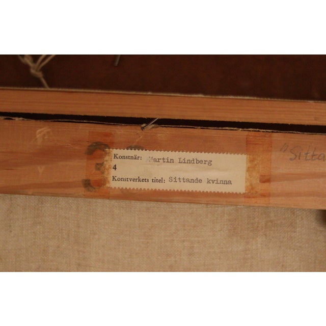 Martin Agaton Lindberg, Sitting Woman, 1950s, Oil on Canvas, Framed For Sale - Image 15 of 16