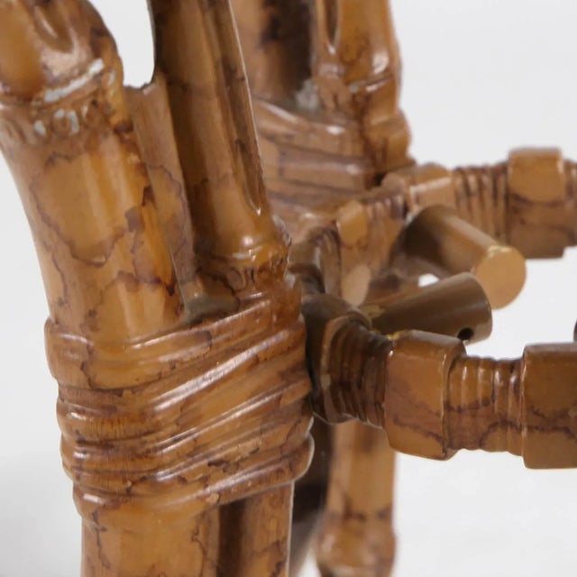 Metal Brass Painted Faux Bamboo Side Table, 1970s For Sale - Image 7 of 12