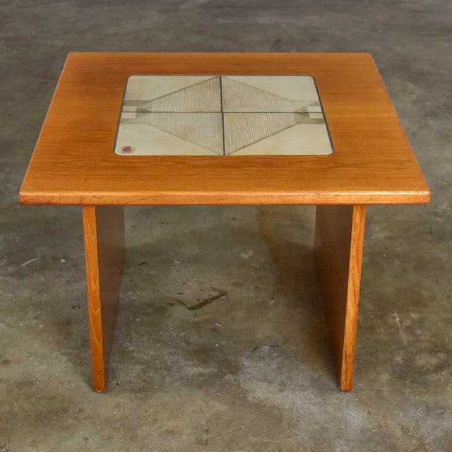 MCM Scandinavian Modern Side or End Table Teak With Tile Insert by Gangso Mobler For Sale - Image 13 of 13