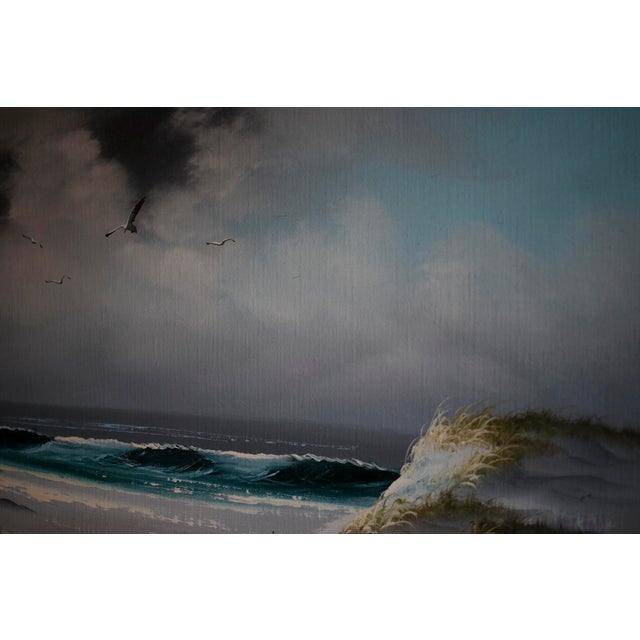Mid 20th Century Mid-Century Moody Coastal Seascape Framed Oil Painting - Signed Daniel For Sale - Image 5 of 11