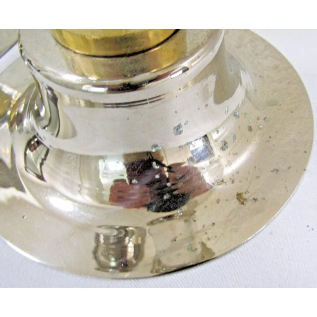 Pair of 1950s Lucite Chrome Brass Column Candle Holders Attributed to Karl Springer For Sale - Image 9 of 11