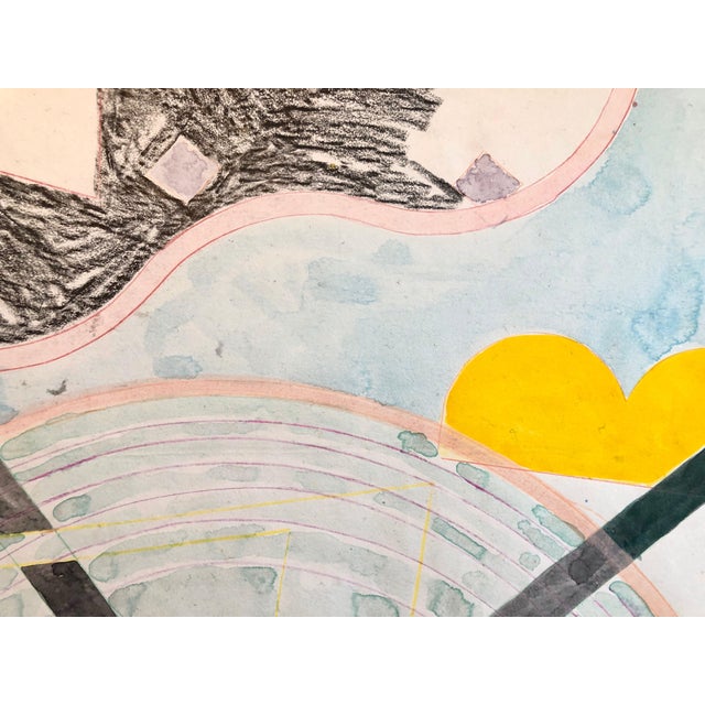 Sandy Kinnee, Abstract Modernist Colorful Mixed Media Painting Handmade Paper, c.1980's For Sale - Image 4 of 6