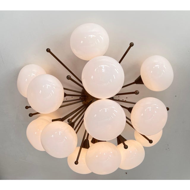 21st Century Mezzo Bronze White Pebble Murano Glass Flush Mount by Fabio LTD For Sale - Image 6 of 7