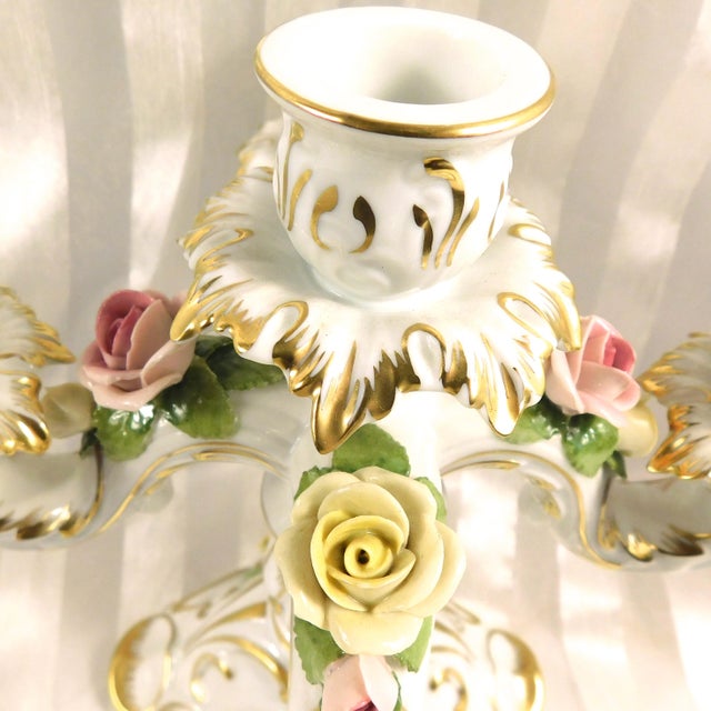 1930s Alboth and Kaiser Five Candle Candelabra With Dimensional Flowers # 26745 For Sale - Image 11 of 17