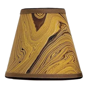 Ochre and Espresso Marbled Paper Chandelier Shade - 3”x4”x4”