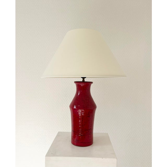 Ceramic Vintage Red Ceramic Lamp, 1955 For Sale - Image 7 of 7