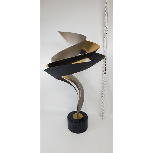 Vintage Curtis Jere Triple Spiral Ribbon Flame Metal Sculpture Signed 1996 For Sale - Image 17 of 18