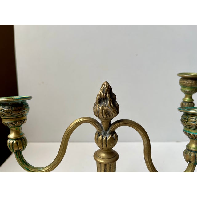1920s Vintage French Louis XIV Style Candelabras in Bronze, 1920s, Set of 2 For Sale - Image 5 of 9