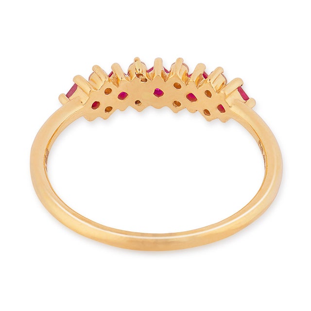 Vintage Ruby Diamond 18k Yellow Gold Band, Size 6.75 For Sale In Los Angeles - Image 6 of 6