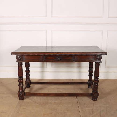 19th century Italian walnut one draw desk/ large sideboard. 1880. This piece is designed in the style of the selected...