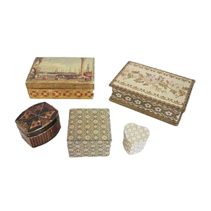 Venice Boxes in Fabric and Wood, 1970s, Set of 5