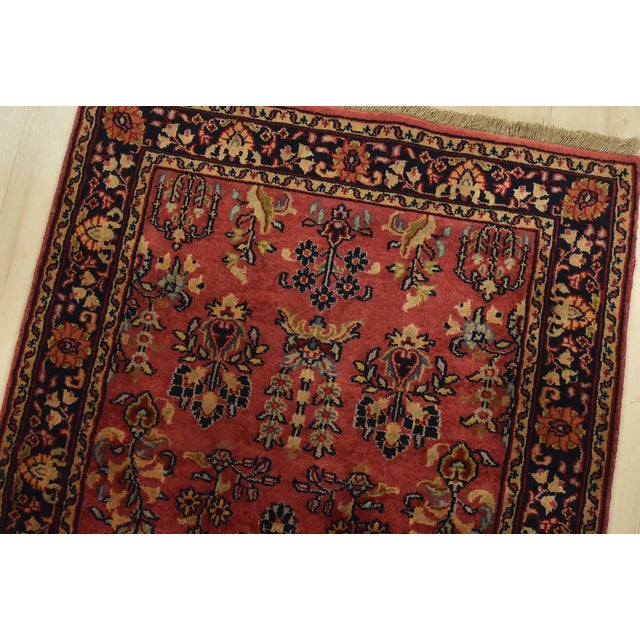 Fine Sarouk Runner 2’8” X 9’7” Pink Wool Traditional Hand-Knotted Oriental Rug For Sale In Philadelphia - Image 6 of 12