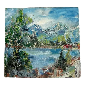 Vintage Oil Painting Summer Mountain Scene - Unframed