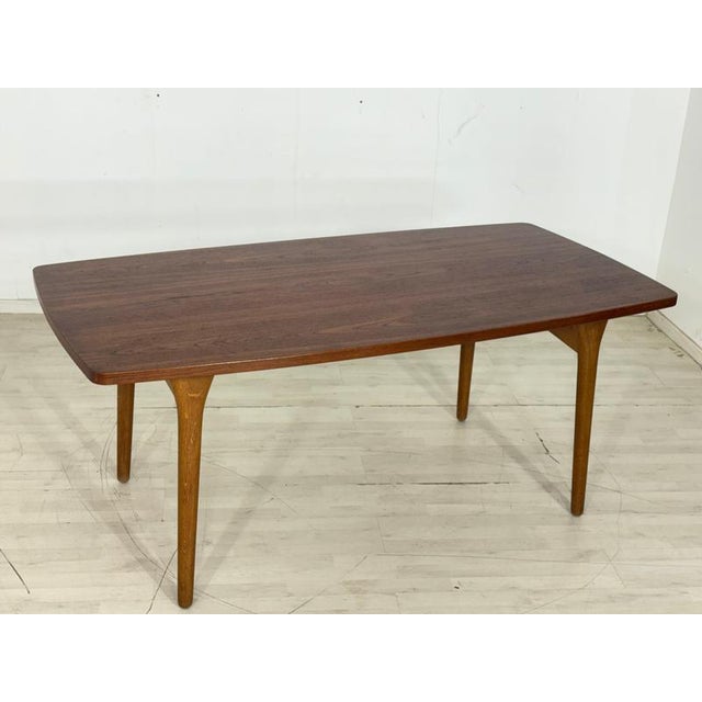 Brown Vintage Dining Table by Henry Kjærnulf for Bruno Hansen For Sale - Image 8 of 12