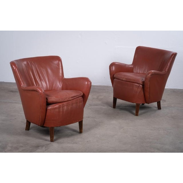 1930s Danish Club Chairs in Leather, 1930s, Set of 2 For Sale - Image 5 of 12