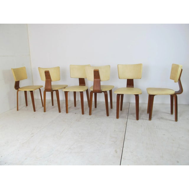 Mid-Century Modernist Vintage Plywood Dining Chairs & Extendable Table by Cor Alons for Gouda den Boer, Set of 7 For Sale - Image 10 of 14