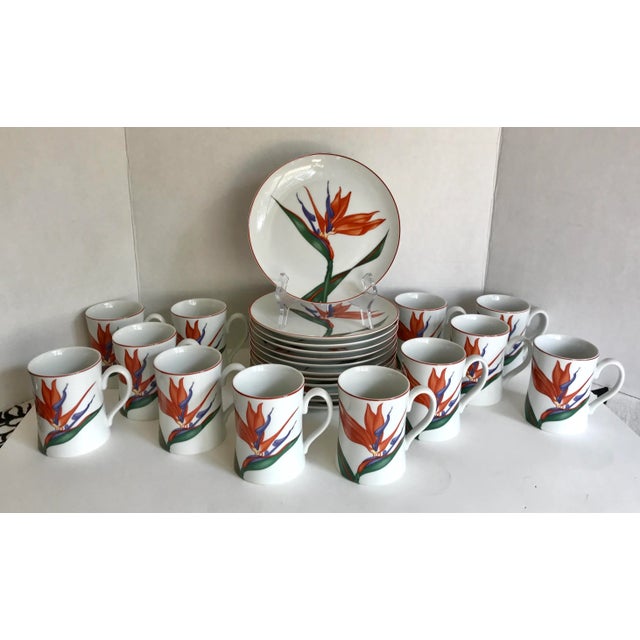 24 Pieces - 1980's Birds of Paradise Mug and Plate Set For Sale In Los Angeles - Image 6 of 6