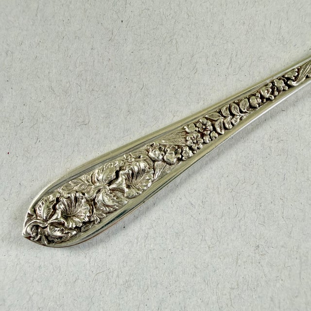 The Stieff Co. 1930s Stieff Sterling Silver Corsage Repoussé Pattern Butter Pick For Sale - Image 4 of 11