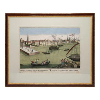 Antique Hand Colored Engraving of the Port of Rotterdam For Sale