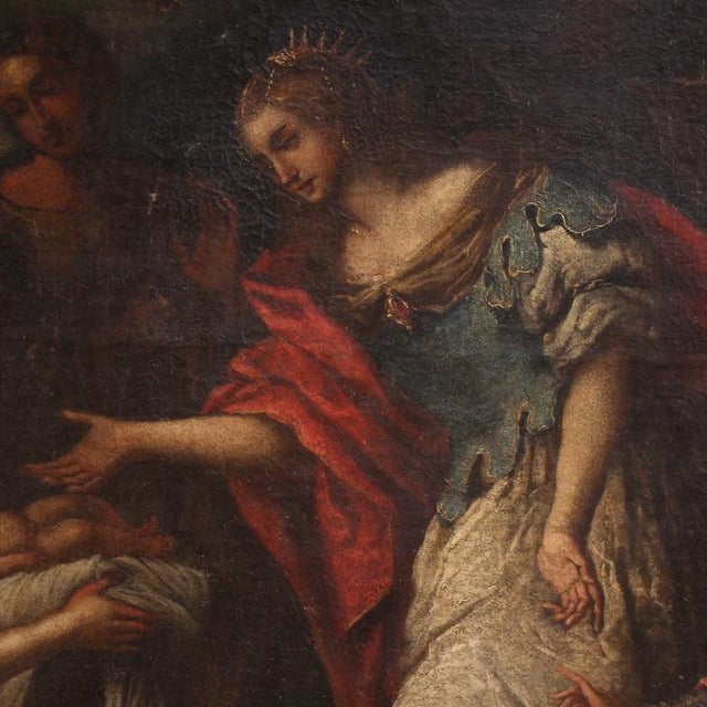 17th Century Genoese School Artist, Moses Saved from the Waters, 1670, Oil Painting on Canvas For Sale - Image 5 of 16