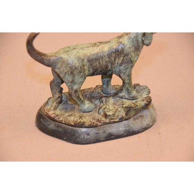 Art Deco Vintage Bronze Dog Sculpture, Marble Base — Art Deco Style, 1950s For Sale - Image 3 of 5