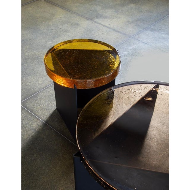 Alwa One Side Table with Amber Top & Brushed Stainless Steel Base by Sebastian Herkner for Pulpo For Sale - Image 4 of 5