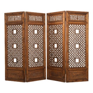 Antique Elm Wood Panel Partition, Set of 4 For Sale