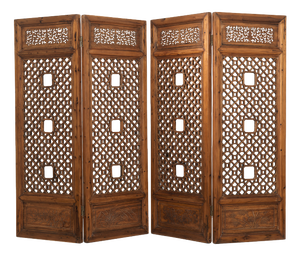 Antique Elm Wood Panel Partition, Set of 4