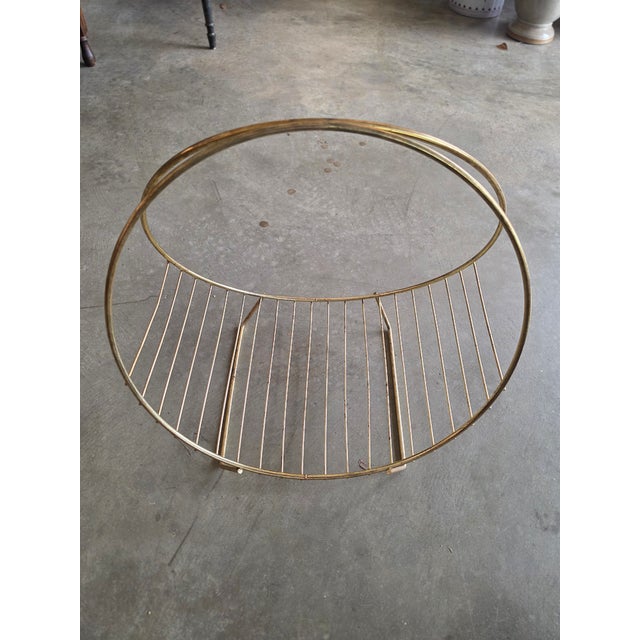 Brass Vintage Mid-Century Modern Brass Hoop Wire Log Holder & Record Rack For Sale - Image 8 of 17