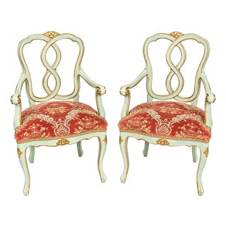 Italian Walnut Armchairs attributed to Fratelli Testolini, Venice, Italy, 1930s, Set of 2 For Sale