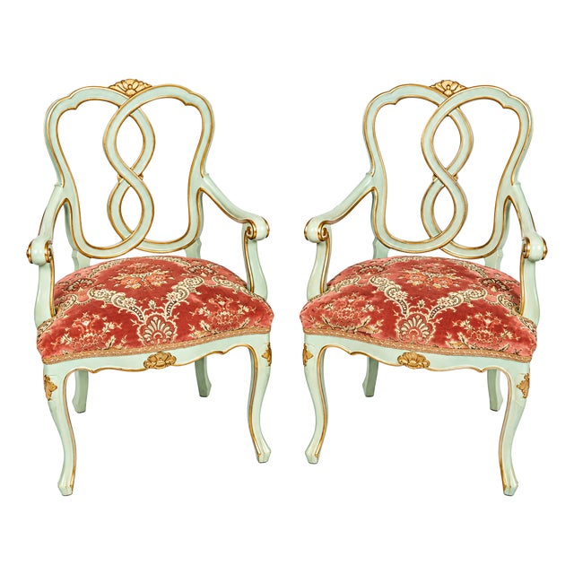 Italian Walnut Armchairs attributed to Fratelli Testolini, Venice, Italy, 1930s, Set of 2 For Sale