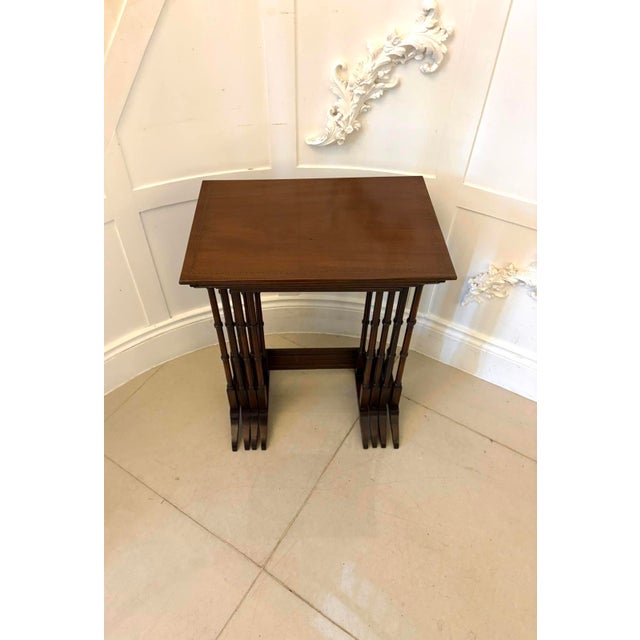 1900 - 1909 Antique Edwardian Mahogany Quartetto Nesting Tables with Satinwood Inlay, 1900, Set of 4 For Sale - Image 5 of 14